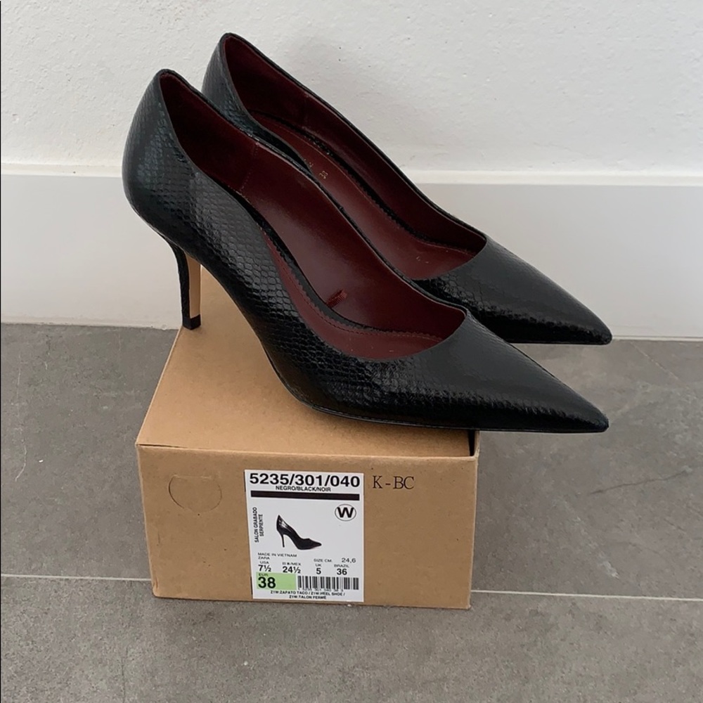 Zara Black snake skin pumps - 8